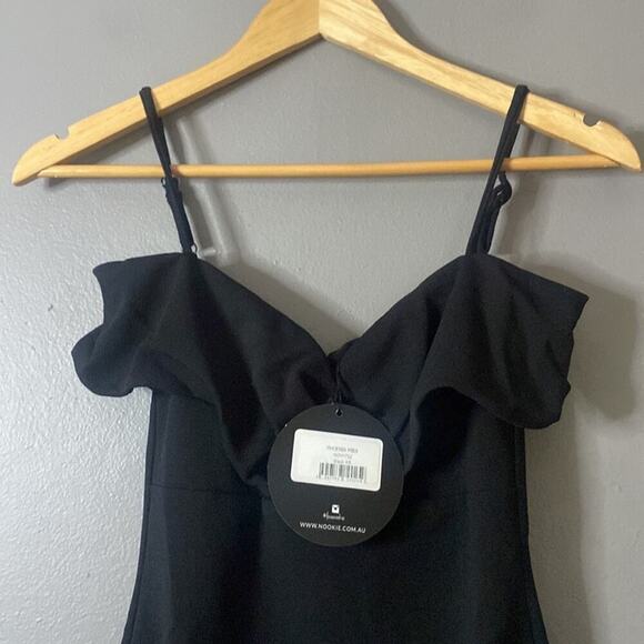 NOOKIE Black Midi Dress Whimsigoth Bodycon Gothic Dark romantic New Size XS 2 - Picture 5 of 11